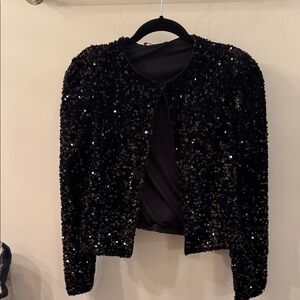 Mango Black Sequin Blazer